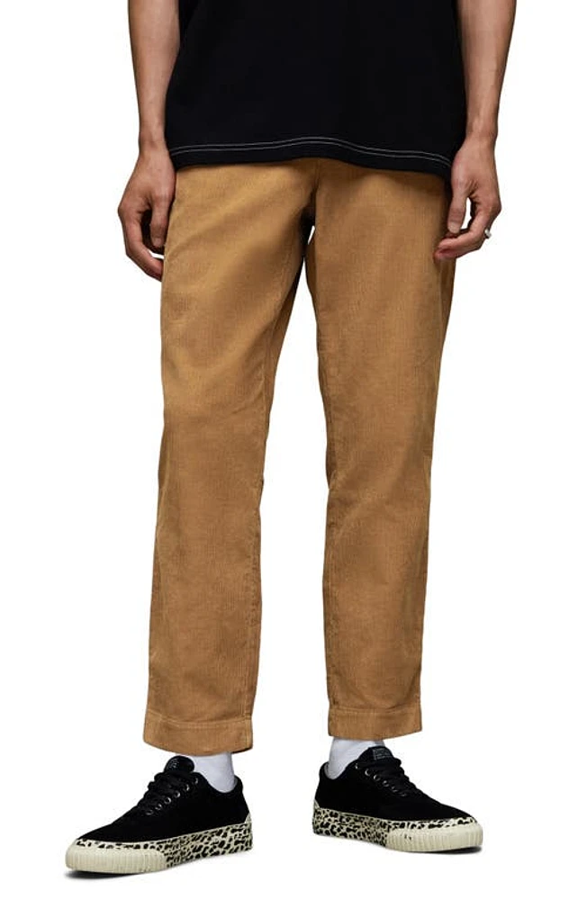 AllSaints Sleid Flat Front Corduroy Pants Cacao Brown at Nordstrom,