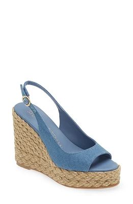 Stuart Weitzman Island Espadrille Wedge Sandal in Washed/Natural/vintage Denim at Nordstrom, Size 9