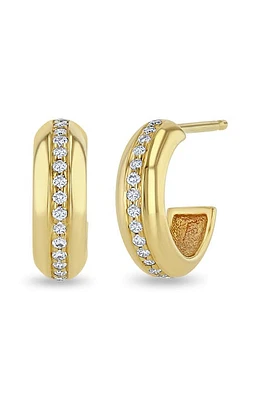 Zoë Chicco 14K Pavé Diamond Huggie Hoop Earrings in 14K Yg at Nordstrom