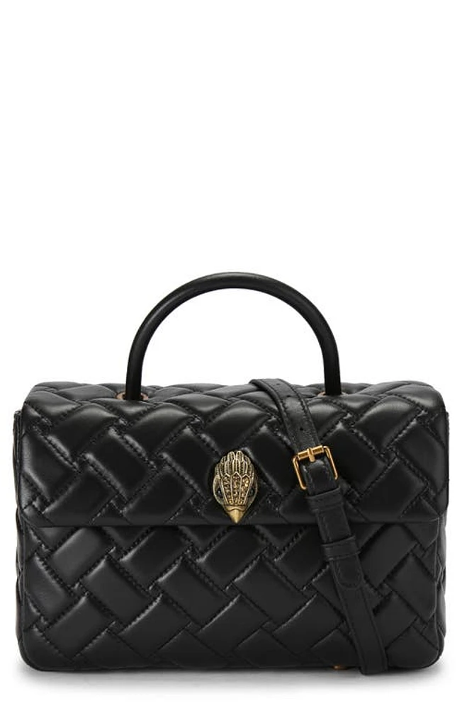 Kurt Geiger London Kensington Quilted Leather Top Handle Bag in Black at Nordstrom