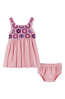 Andy & Evan Crochet Accent Tank Dress Bloomers Pink Floral at Nordstrom,