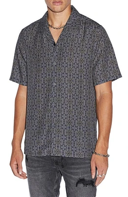 Ksubi Plur Resort Short Sleeve Button-Up Shirt Navy at Nordstrom,