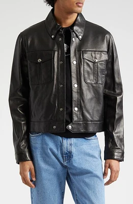 Versace Blouson Leather Jacket Black at Nordstrom, Us