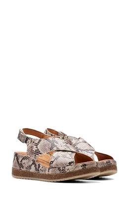 Clarks(r) Kassanda Step Wedge Sandal Beige Snake Print at Nordstrom,