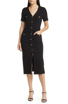 ZOE AND CLAIRE Button Front Sweater Dress in Black at Nordstrom, Size Medium