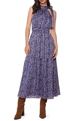 Lost + Wander Water Lily Floral Tiered Midi Dress in Purple Floral at Nordstrom, Size Medium