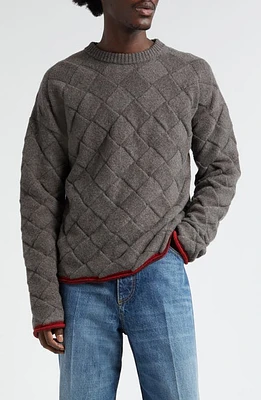 Bottega Veneta Intrecciato 3D Knit Wool Blend Crewneck Sweater Grey Melange at Nordstrom,