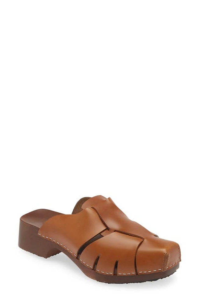 HEREU Licia Square Toe Fisherman Clog Camel at Nordstrom,