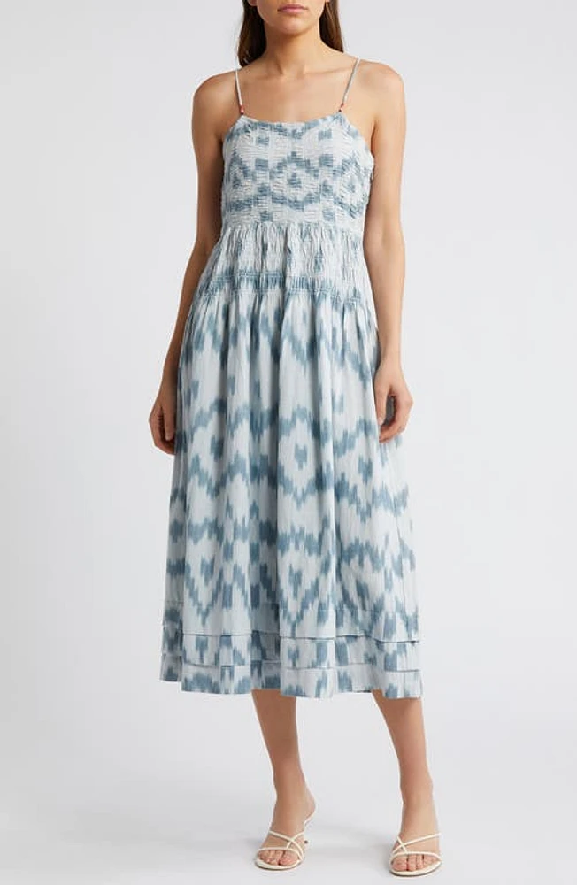 Saylor Adalene Cotton Ikat Sundress Indigo at Nordstrom,