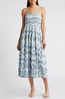 Saylor Adalene Cotton Ikat Sundress Indigo at Nordstrom,