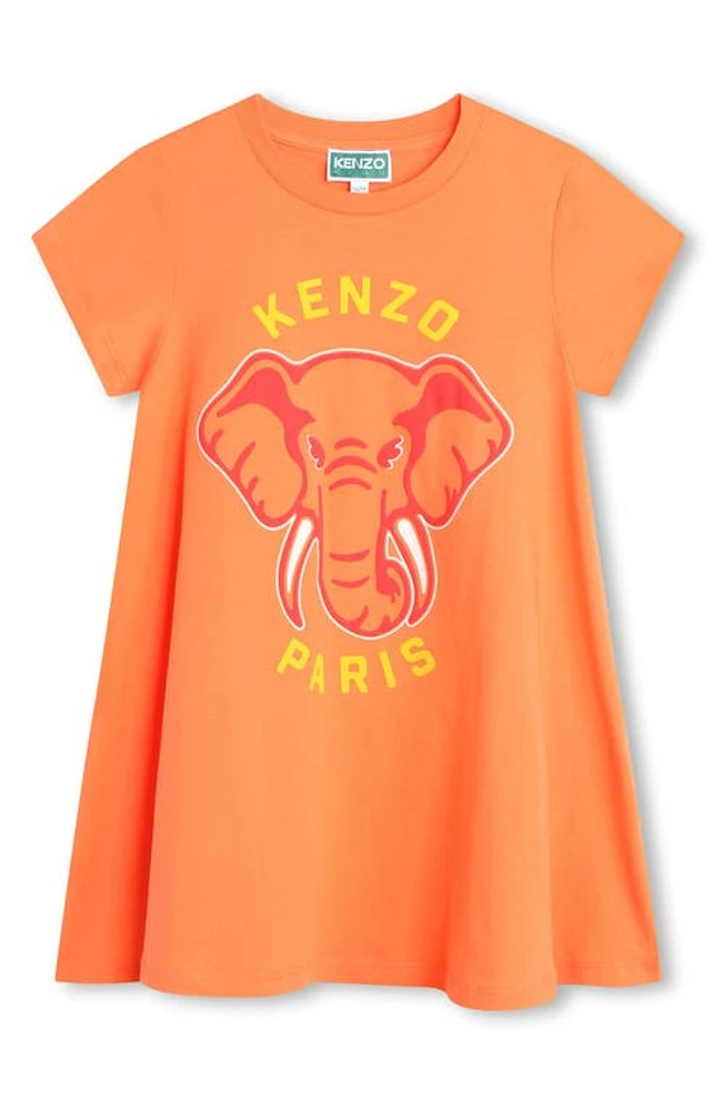 KENZO Kids' Trapeze Cotton Graphic T-Shirt Dress Poppy at