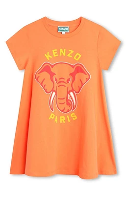 KENZO Kids' Trapeze Cotton Graphic T-Shirt Dress Poppy at