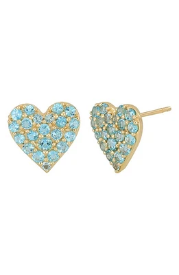 Bony Levy 14K Gold Blue Topaz Heart Stud Earrings in 14K Yellow Gold at Nordstrom