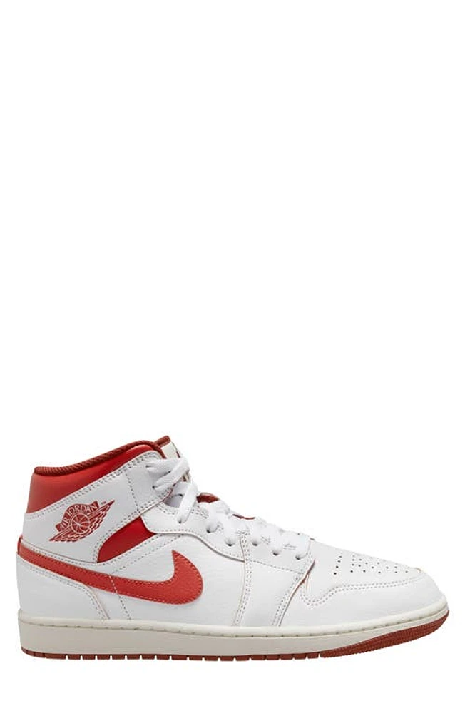 Air Jordan 1 Mid SE Sneaker White/Lobster/Dune Red at Nordstrom,