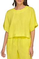 DKNY Drop Shoulder Boxy Linen Top at Nordstrom,