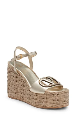 Valentino Garavani VLOGO Espadrille Wedge Sandal Platino/Antique/grey at Nordstrom,