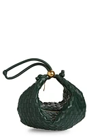 Bottega Veneta Medium Half Moon Woven Top Handle Bag in Raintree-Gold at Nordstrom