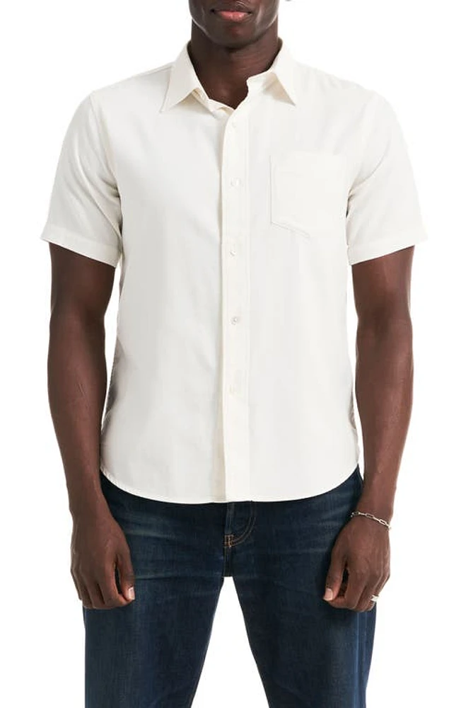 BUCK MASON Draped Twill Short Sleeve Button-Up Shirt Natural at Nordstrom, R