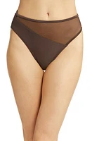 Norma Kamali Snake Mesh High Waist Bikini Bottoms in Chocolate/Chocolate Mesh at Nordstrom, Size Medium