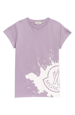 Moncler Kids' Splatter Logo Cotton Graphic Tee in Purple at Nordstrom, Size 4Y