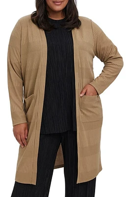 VERO MODA CURVE Curve Cruize Long Open Cardigan in Tigers Eye at Nordstrom, Size 3X