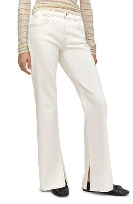 MANGO Split Hem Straight Leg Jeans in Natural White at Nordstrom, Size 10