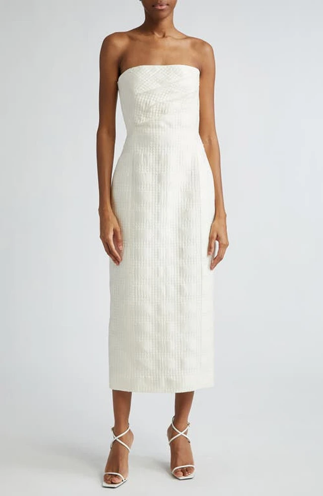 Emilia Wickstead Lowre Strapless Midi Cocktail Dress Ivory at Nordstrom, Us