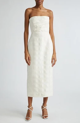 Emilia Wickstead Lowre Strapless Midi Cocktail Dress Ivory at Nordstrom, Us