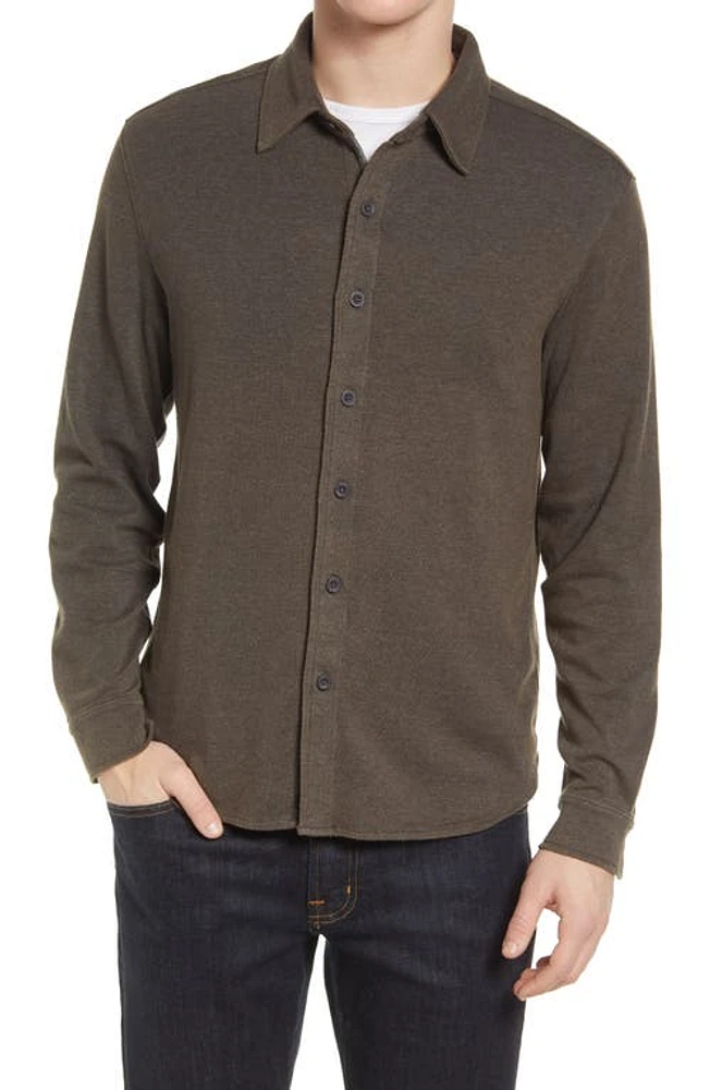 The Normal Brand Puremeso Acid Wash Knit Button-Up Shirt Charcoal at Nordstrom,