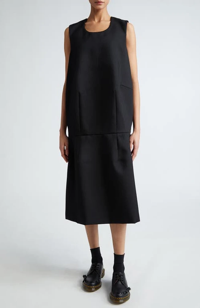 Comme des Garçons Sharp Tricotine Drop Waist Dress in Black at Nordstrom, Size Medium