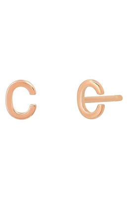 BYCHARI Small Initial Stud Earrings in 14K Rose Gold-C at Nordstrom