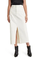 FRAME Angled Seam Raw Hem Denim Midi Skirt Ecru at Nordstrom,