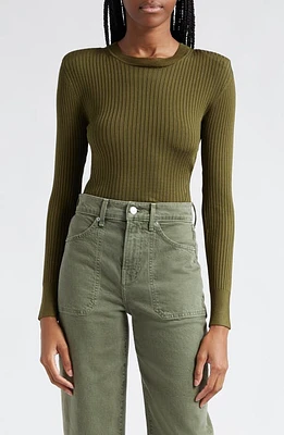 Veronica Beard Acara Rib Sweater in Army at Nordstrom, Size X-Large