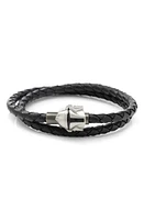 Cufflinks, Inc. Mandalorian Braided Leather Wrap Bracelet in Silver at Nordstrom