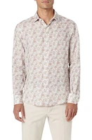 Bugatchi Axel Shaped Fit Floral Linen Button-Up Shirt Caramel at Nordstrom,