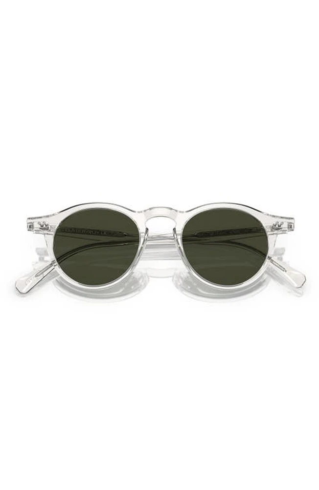 Oliver Peoples OP-13 47mm Polarized Round Sunglasses in Dark Grey/Transparent at Nordstrom