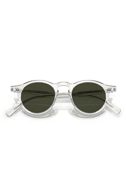 Oliver Peoples OP-13 47mm Polarized Round Sunglasses in Dark Grey/Transparent at Nordstrom