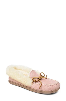 Minnetonka Alpine Genuine Shearling Slipper Pink Blush Suede at Nordstrom,