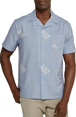 7 Diamonds Ciro Leaf Print Stretch Seersucker Camp Shirt at Nordstrom,