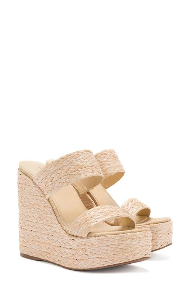 Larroudé Pamela Platform Wedge Sandal Natural at Nordstrom,