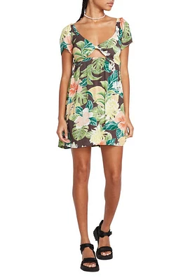 Volcom Excapism Floral Cutout Dress in Slate Grey Multi at Nordstrom, Size X-Large