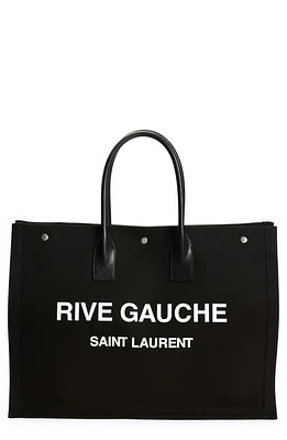 Saint Laurent Noe Rive Gauche Logo Canvas Tote in Noir at Nordstrom