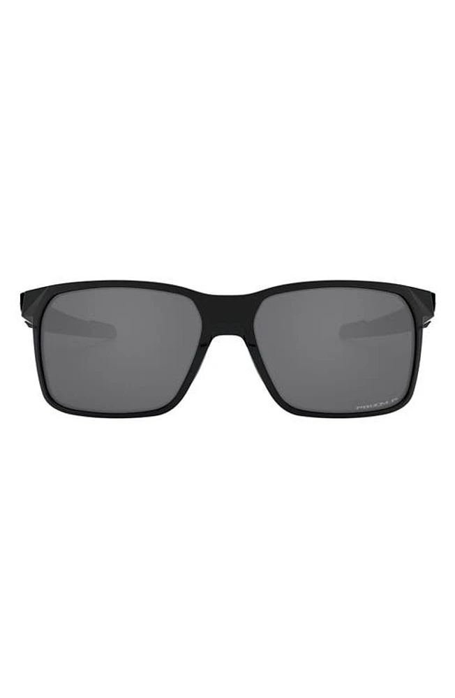 Oakley Portal 59mm Polarized Square Sunglasses in Polished Black/Prizm Black at Nordstrom