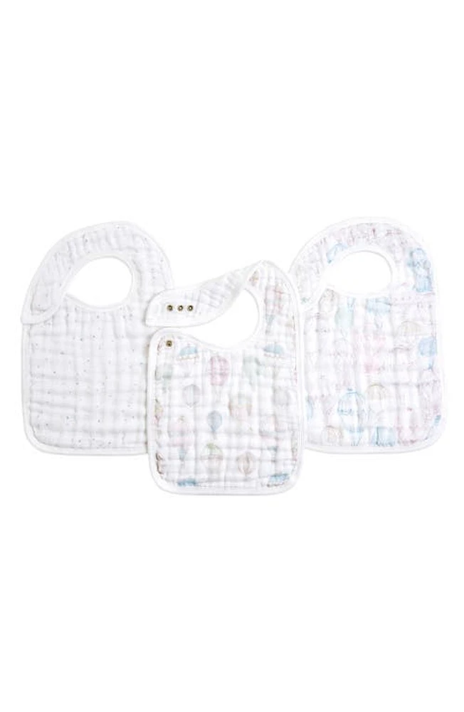 aden + anais 3-Pack Classic Organic Cotton Muslin Snap Bibs in Above The Clouds Pink at Nordstrom