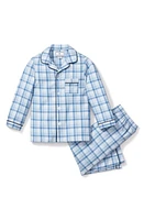 Petite Plume Kids' Seafarer Tartan Plaid Two-Piece Pajamas Blue at Nordstrom,