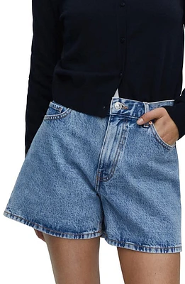 MANGO High Waist Jean Shorts Medium Blue at Nordstrom,