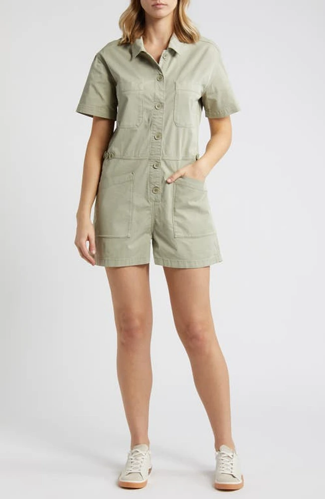 Mavi Jeans Noreen Stretch Cotton Twill Romper in Sea Grass Light Twill at Nordstrom, Size Medium