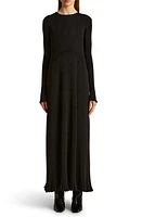 Khaite Okla Metallic Rib Long Sleeve Sweater Dress Thunder at Nordstrom,