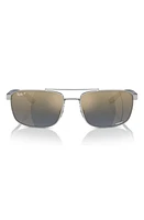 Ray-Ban 60mm Polarized Rectangular Sunglasses in Silver at Nordstrom