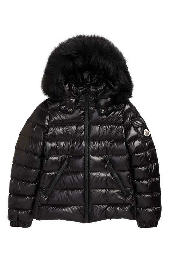 Moncler Kids' Badyf Down Jacket with Faux Fur Trim Black at Nordstrom,